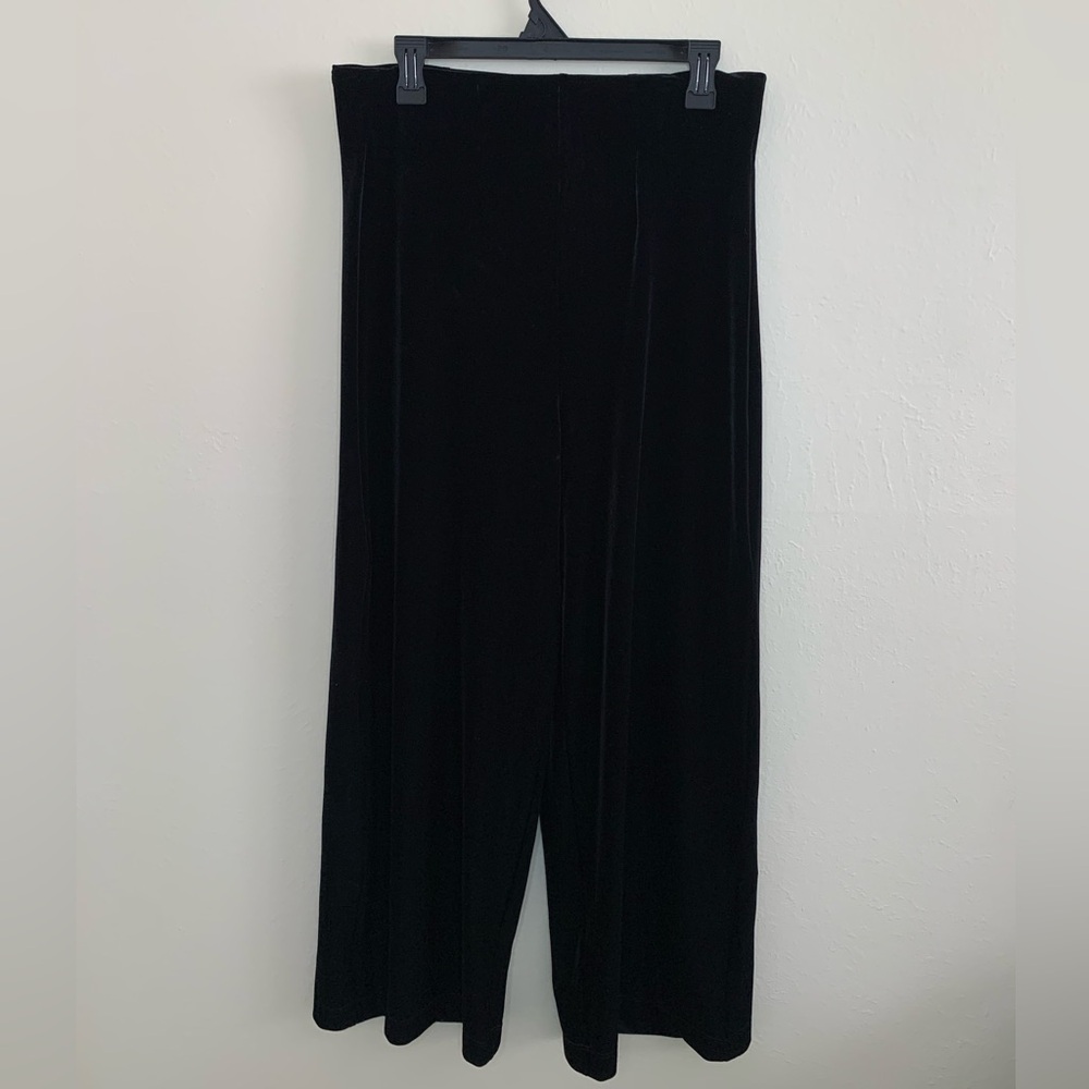 Chicos Travelers Size 1P Velvet Wide Leg Pants Pull On Ankle Length 8 Petite